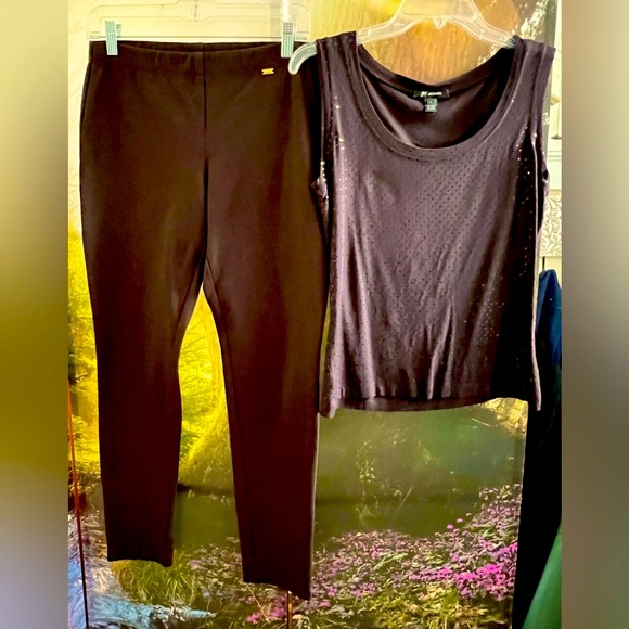 ST. JOHN Shimmering Paillettes Chocolate Brown Sleeveless Shell Top S - Picture 5 of 5